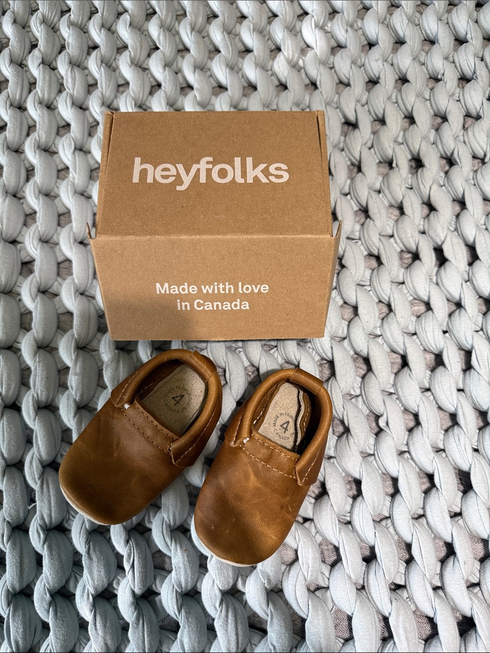 Heyfolks Brown Leather Baby Moccasins - Classic Kids Shoes